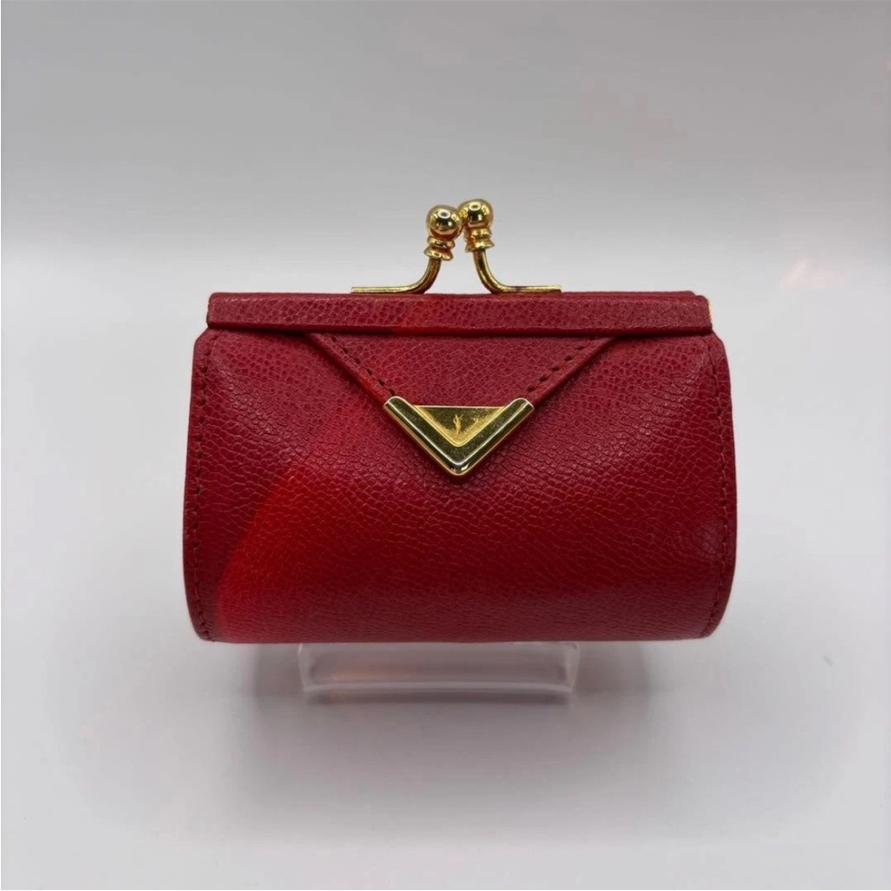 Yves Saint Laurent Red Coin Purse with Gold Accents - Picture 7 of 13